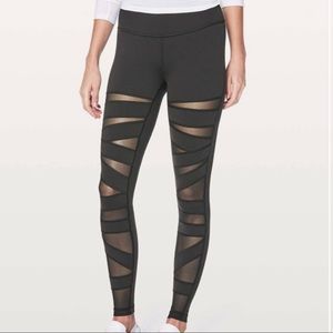 lululemon Black Wunder Under Mix and Mesh Tight